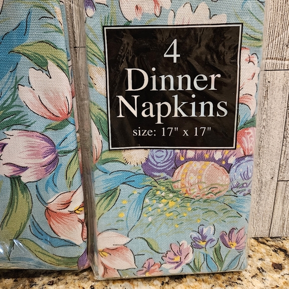 Easter Spring Floral Tablecloth Oblong AND 4 Matching Dinner Napkins BRAND NEW - Picture 5 of 11